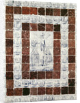 Delft tiles depicting the Crucifixion with a border of tiles with scenes from the Old and New Testaments by Dutch School