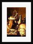 Still Life with bread, fishes and leeks by Luis Egidio Menendez or Melendez