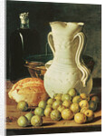 Still Life with bread, greengages and pitcher by Luis Egidio Menendez or Melendez