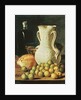 Still Life with bread, greengages and pitcher by Luis Egidio Menendez or Melendez
