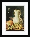 Still Life with bread, greengages and pitcher by Luis Egidio Menendez or Melendez