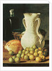Still Life with bread, greengages and pitcher by Luis Egidio Menendez or Melendez