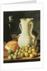 Still Life with bread, greengages and pitcher by Luis Egidio Menendez or Melendez