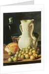 Still Life with bread, greengages and pitcher by Luis Egidio Menendez or Melendez