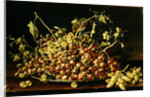 Still Life with a plate of grapes by Luis Egidio Menendez or Melendez