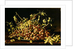 Still Life with a plate of grapes by Luis Egidio Menendez or Melendez