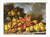 Still Life with pomegranates, apples, cherries and grapes by Luis Egidio Menendez or Melendez