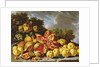 Still Life with pomegranates, apples, cherries and grapes by Luis Egidio Menendez or Melendez