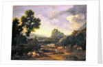 Landscape with hunter and dogs by Gaspard Poussin Dughet