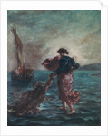 Christ walking on water and reaching out his hand to save Saint Peter by Ferdinand Victor Eugene Delacroix