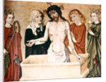 Christ at the sepulchre, supported by his Mother and Saint John by German School