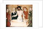 Christ at the sepulchre, supported by his Mother and Saint John by German School