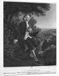 Jean-Jacques Rousseau composing 'Emile' in Montmorency valley by Joseph Albrier