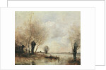 Fishermen moored at a bank by Jean Baptiste Camille Corot