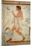 Musician playing a double flute by Etruscan