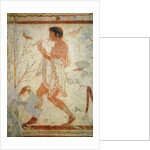 Musician playing a double flute by Etruscan