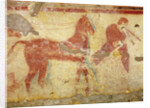 Two horses and a a musician by Etruscan