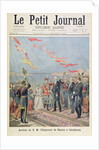 Title page depicting the arrival of his majesty the Emperor of Russia in Cherbourg by Henri Meyer