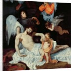 Christ at the foot of the cross, mourned by the Virgin and angels by Bertholet Flemalle