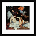 Christ at the foot of the cross, mourned by the Virgin and angels by Bertholet Flemalle