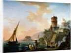 View of a Mediterranean port by Charles Francois Lacroix de Marseille
