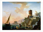 View of a Mediterranean port by Charles Francois Lacroix de Marseille