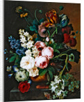 Bouquet of flowers on a marble table by Christiaan van Pol