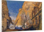 Stage set for the 'Dieu Bleu', by Reynaldo Hahn 1911 by Leon Bakst