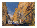 Stage set for the 'Dieu Bleu', by Reynaldo Hahn 1911 by Leon Bakst