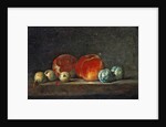 Peaches, Pears and Plums on a table by Jean-Baptiste Simeon Chardin