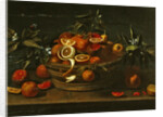 Still life with lemon, orange and pomegranate by French School