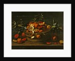 Still life with lemon, orange and pomegranate by French School