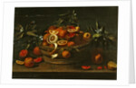 Still life with lemon, orange and pomegranate by French School