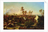 Battle with palm trees and tents by Jean Charles Langlois