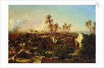 Battle with palm trees and tents by Jean Charles Langlois