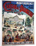 Travel poster advertising trips by train from Paris to the 'Chateau de l'Orangerie' at Montmorency, 1887 by French School