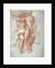 Nude female seated on the knees of a seated male nude: Adam and Eve by Michelangelo Buonarroti
