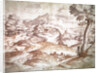 Wooded landscape with village and church by Titian (c.1488-1576)