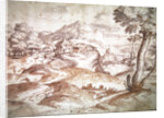 Wooded landscape with village and church by Titian (c.1488-1576)