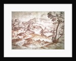 Wooded landscape with village and church by Titian (c.1488-1576)