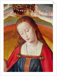 The Virgin Mary with her Crown, detail of the Coronation of the Virgin, centre panel from the Bourbon Altarpiece, c.1498 by (fl.c.1483-c.1529) Master of Moulins