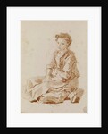 Small girl sitting on the ground by Jean-Honore Fragonard