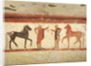Horses and horsemen holding the reins by Etruscan