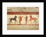 Horses and horsemen holding the reins by Etruscan