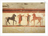 Horses and horsemen holding the reins by Etruscan