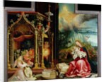 Nativity and concert of angels from the Isenheim Altarpiece, central panel by Matthias Grunewald