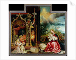 Nativity and concert of angels from the Isenheim Altarpiece, central panel by Matthias Grunewald