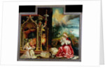 Nativity and concert of angels from the Isenheim Altarpiece, central panel by Matthias Grunewald