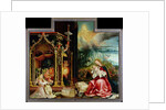 Nativity and concert of angels from the Isenheim Altarpiece, central panel by Matthias Grunewald