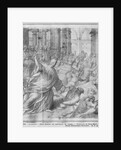 Life of Christ, Jesus chasing the merchants from the Temple, preparatory study of tapestry cartoon for the Church Saint-Merri in Paris, c.1585-90 by Henri Lerambert